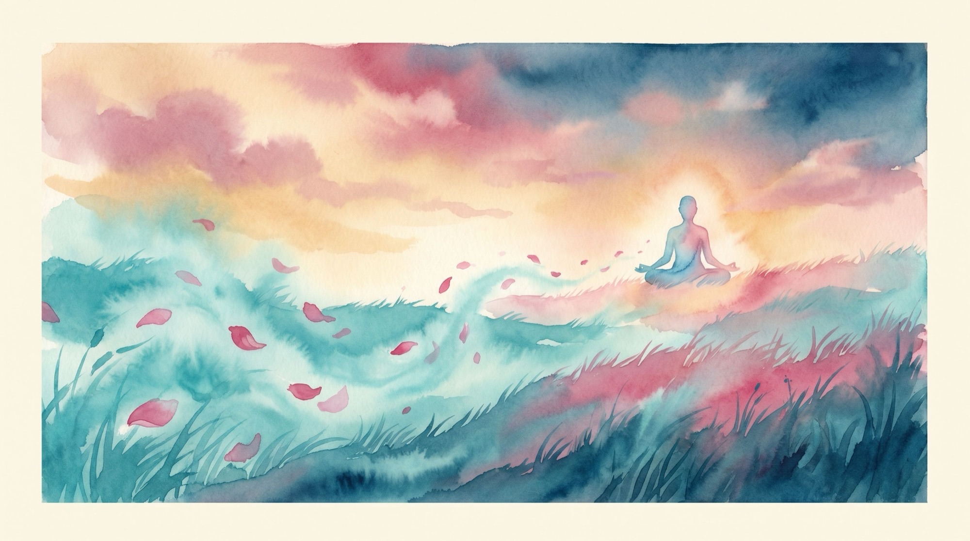Peaceful meadow meditation scene